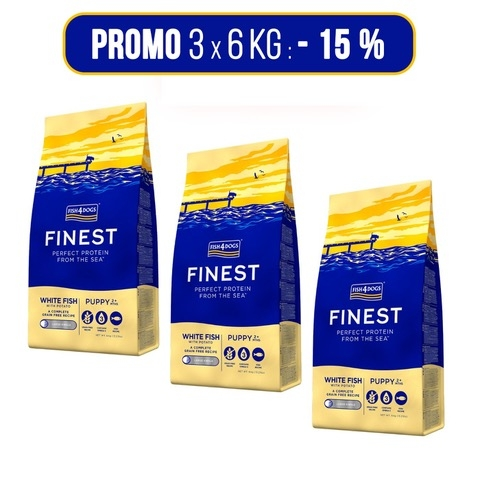 PROMO 3x6Kg – Fish4Dogs Finest Puppy Pesce Bianco Large Per Cuccioli