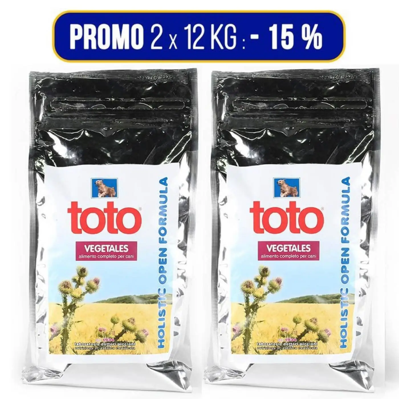 PROMO 2x12Kg Toto Holistic Open Formula Vegetales Per Cani