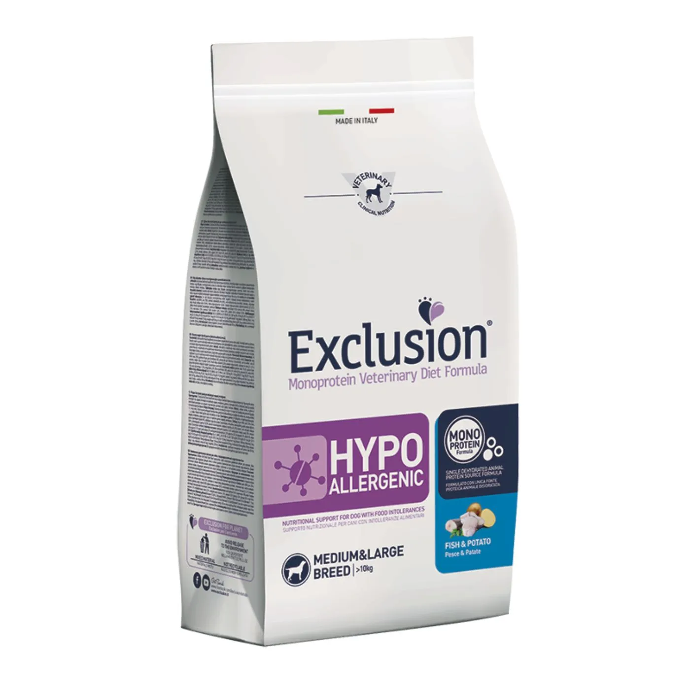 Exclusion Diet Hypoallergenic Medium Large Pesce E Patate Monoproteico Per Cani