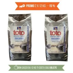 PROMO 2x12Kg Toto Holistic Open Formula Pesce Bianco Nasello E Trota Grain Free Per Cani