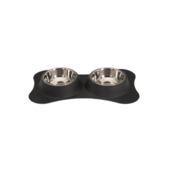 CAMON S.p.A. Ciotole In Acciaio 2x480 Ml Con Tappetino Forma Osso . Mangiatoie Per Cani E Gatti